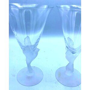 Sasaki Wings Glass Water/Wine Frosted Dove Stem Goblet 7.5 Set of 2